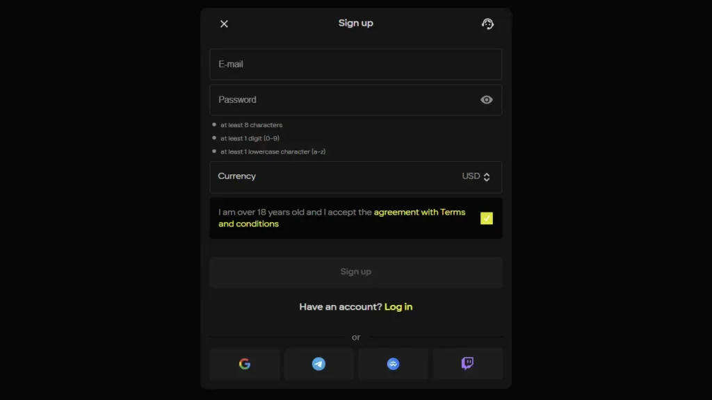 Як створити акаунт Parimatch